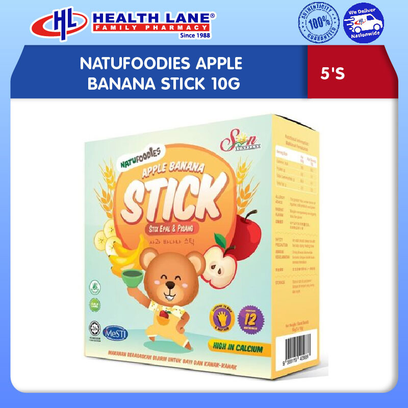 NATUFOODIES APPLE BANANA STICK 10G (5'S)